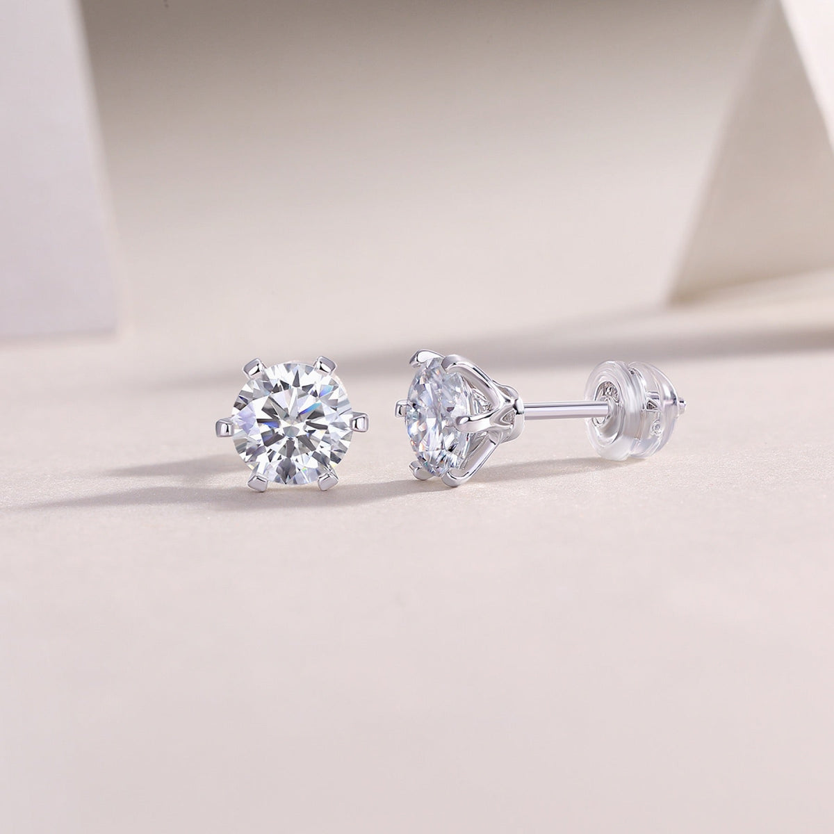 Solace 1 Carat Moissanite Stud Earrings in Sterling Silver