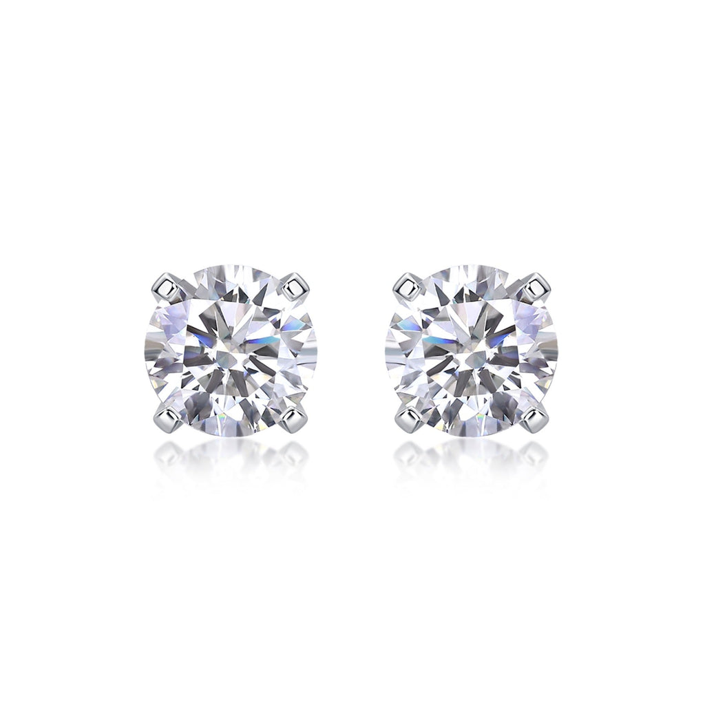 Clarity 1 Carat Moissanite Stud Earrings in Sterling Silver