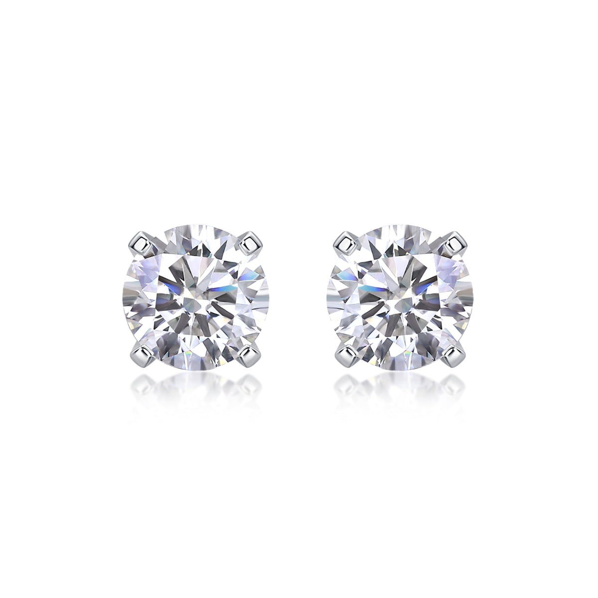 Clarity 1 Carat Moissanite Stud Earrings in Sterling Silver