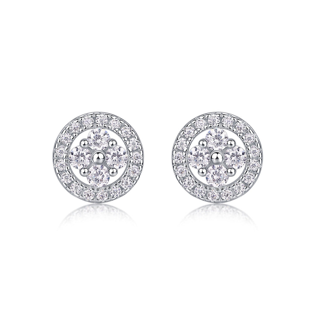 Sunna Moissanite Halo Stud Earrings in Sterling Silver