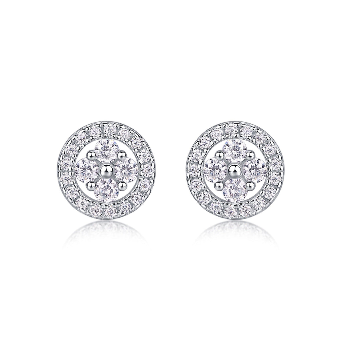 Sunna Moissanite Halo Stud Earrings in Sterling Silver