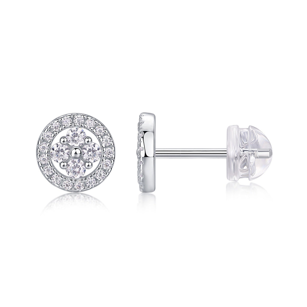 Sunna Moissanite Halo Stud Earrings in Sterling Silver