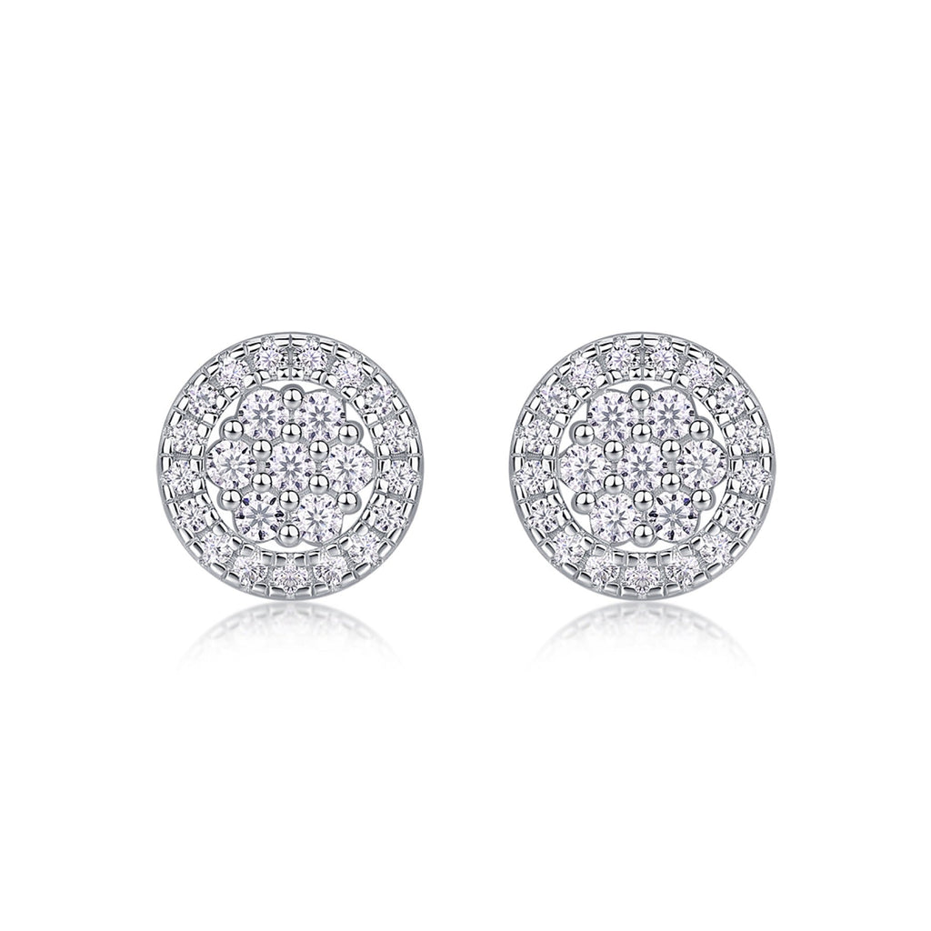 Pave Moissanite Cluster Stud Earrings in Sterling Silver