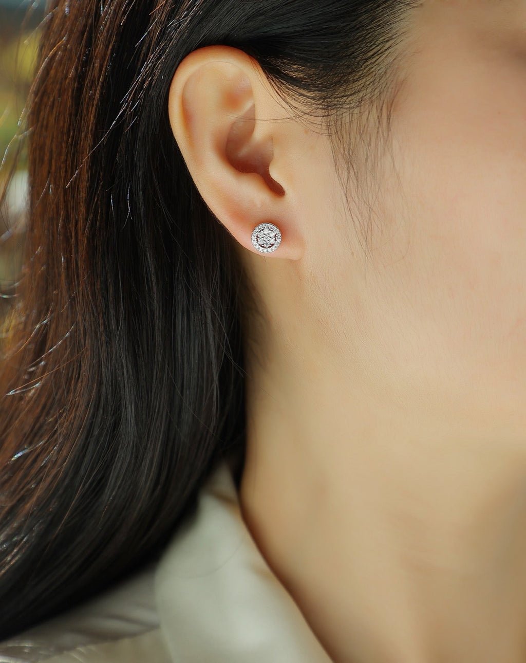 Pave Moissanite Cluster Stud Earrings in Sterling Silver