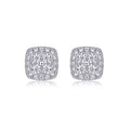 Cube Moissanite Halo Stud Earrings in Sterling Silver