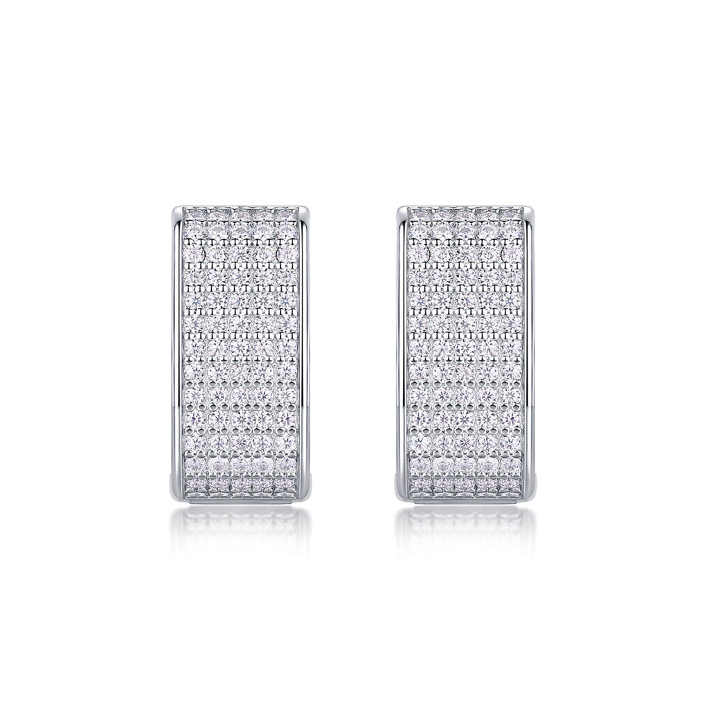 Portal Moissanite Baguette Huggie Hoop Earrings in Sterling Silver