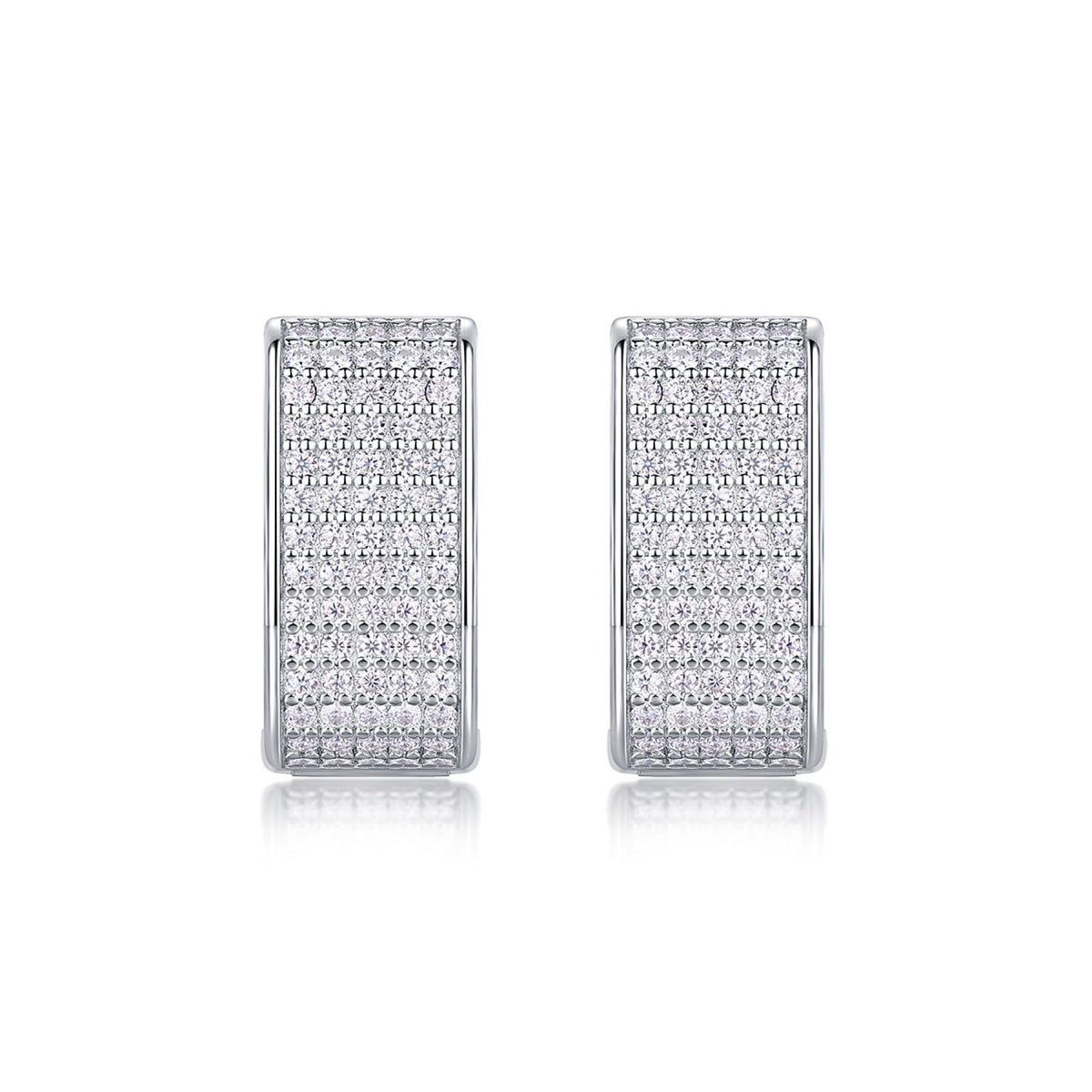 Portal Moissanite Baguette Huggie Hoop Earrings in Sterling Silver