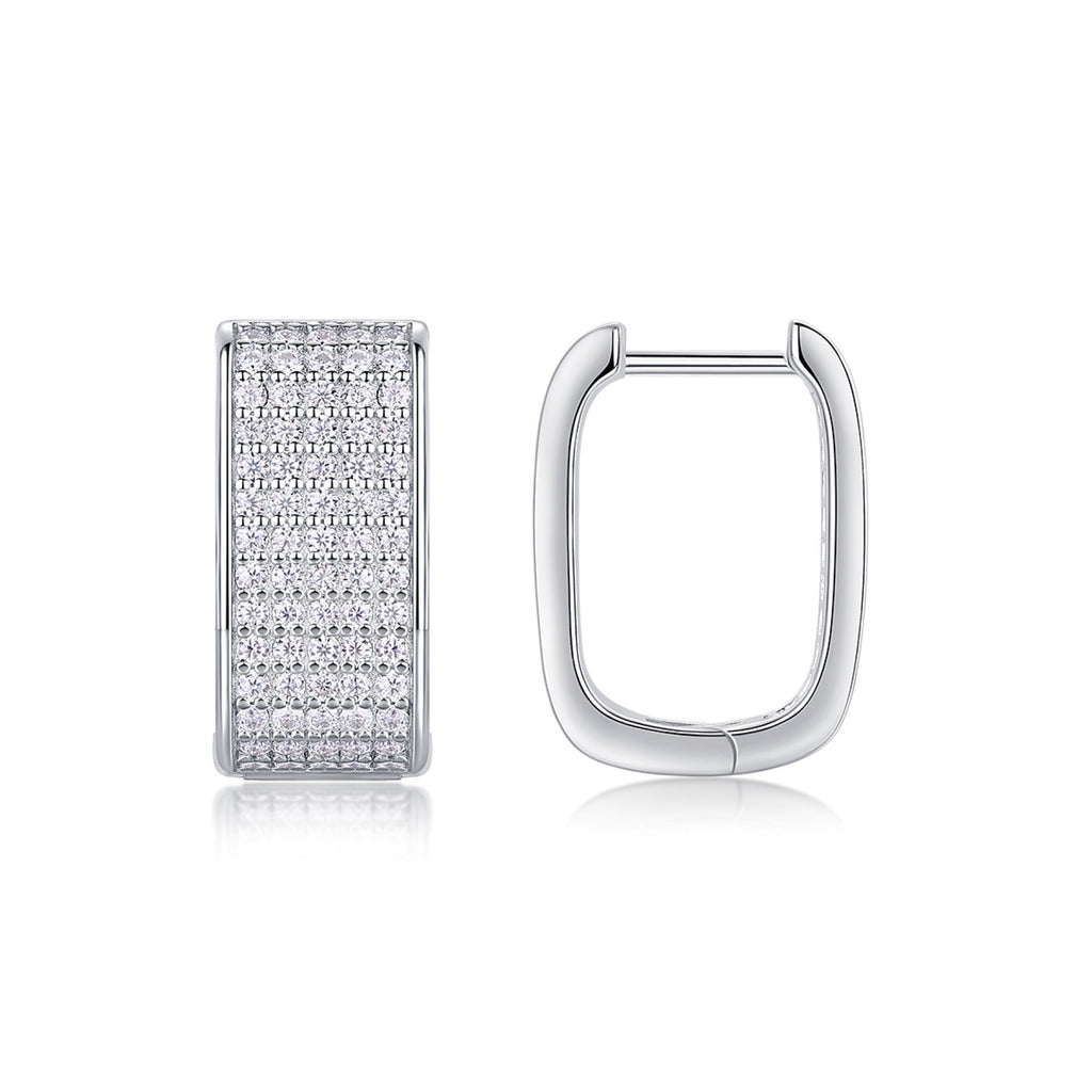 Portal Moissanite Baguette Huggie Hoop Earrings in Sterling Silver