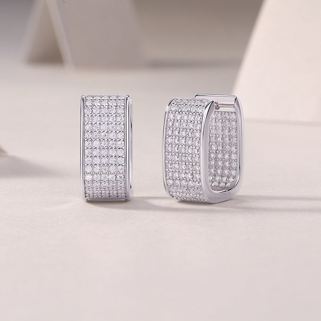 Portal Moissanite Baguette Huggie Hoop Earrings in Sterling Silver