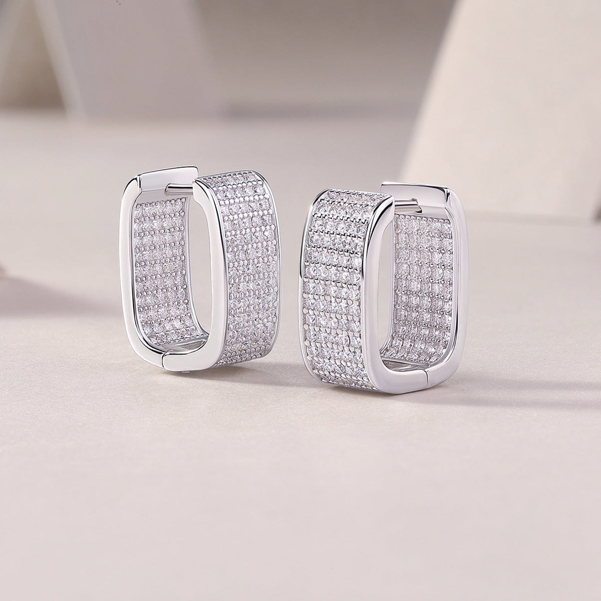 Portal Moissanite Baguette Huggie Hoop Earrings in Sterling Silver