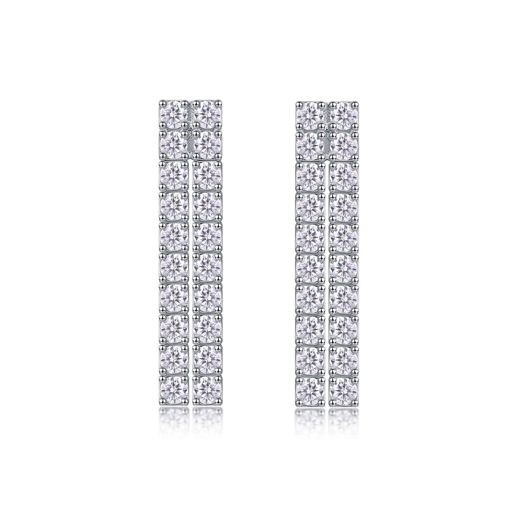 Rain Moissanite Bar Drop Earrings in Sterling Silver