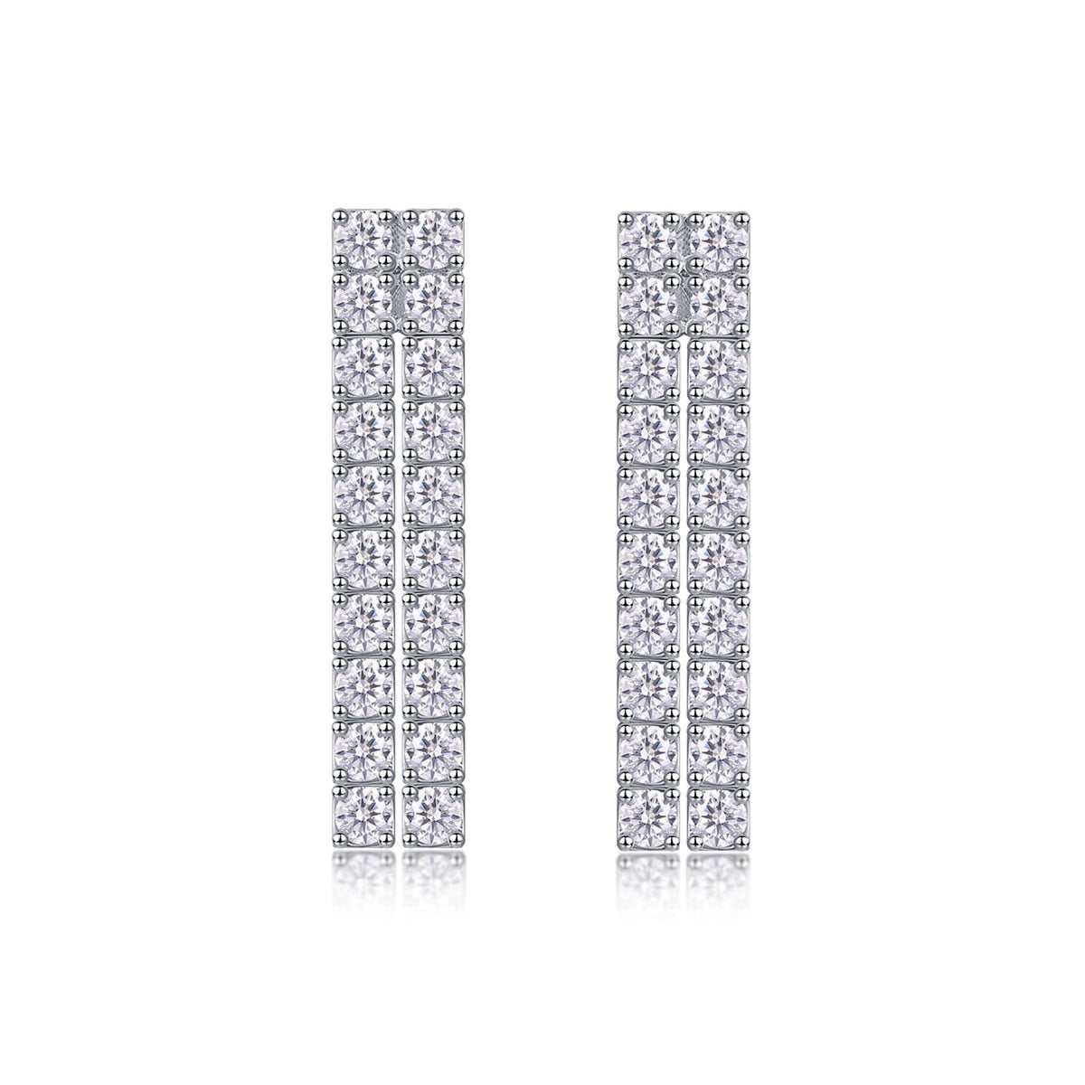 Rain Moissanite Bar Drop Earrings in Sterling Silver