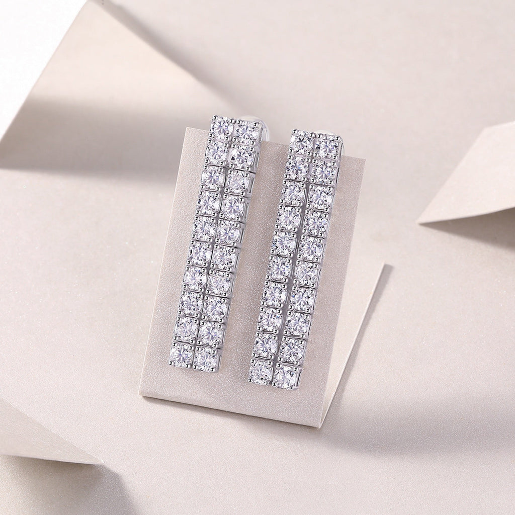 Rain Moissanite Bar Drop Earrings in Sterling Silver
