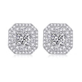 Octa Moissanite Halo Stud Earrings in Sterling Silver
