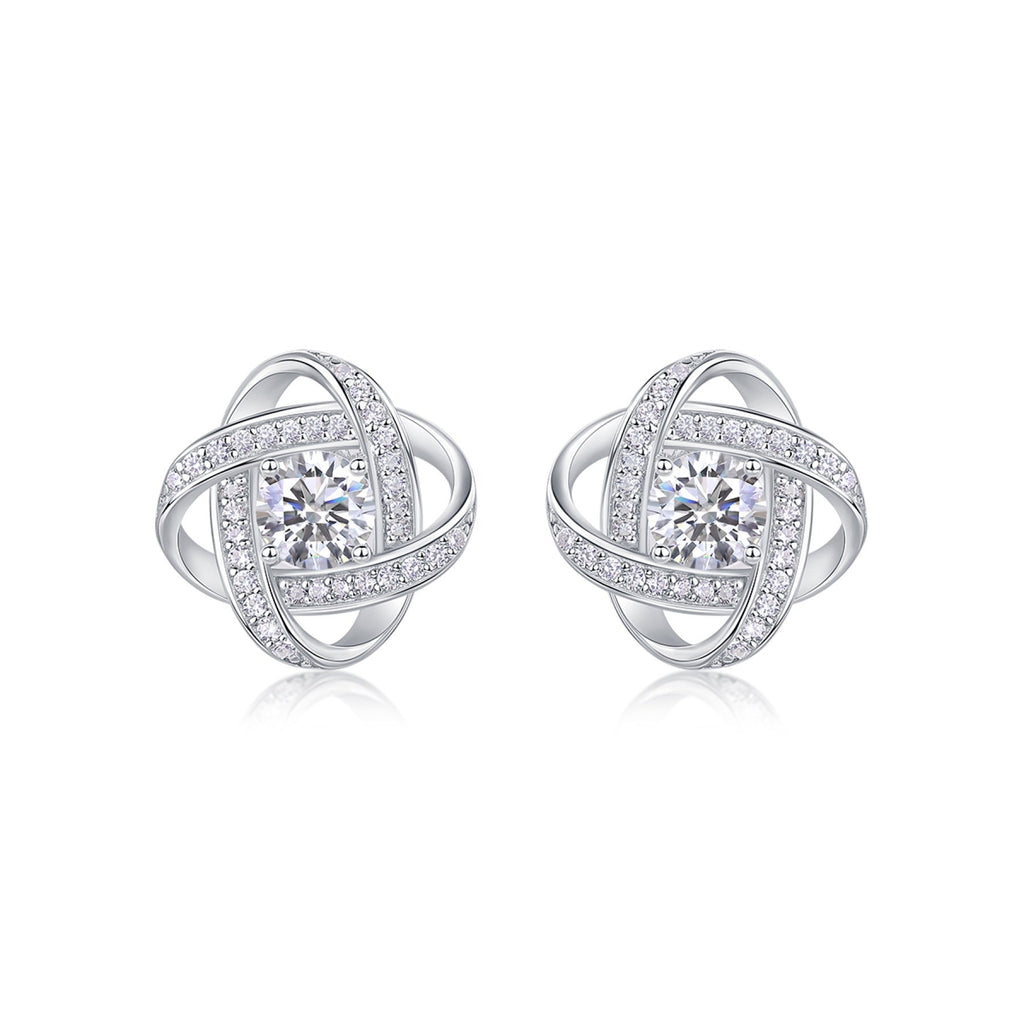 Amity Moissanite Love Knot Stud Earrings in Sterling Silver