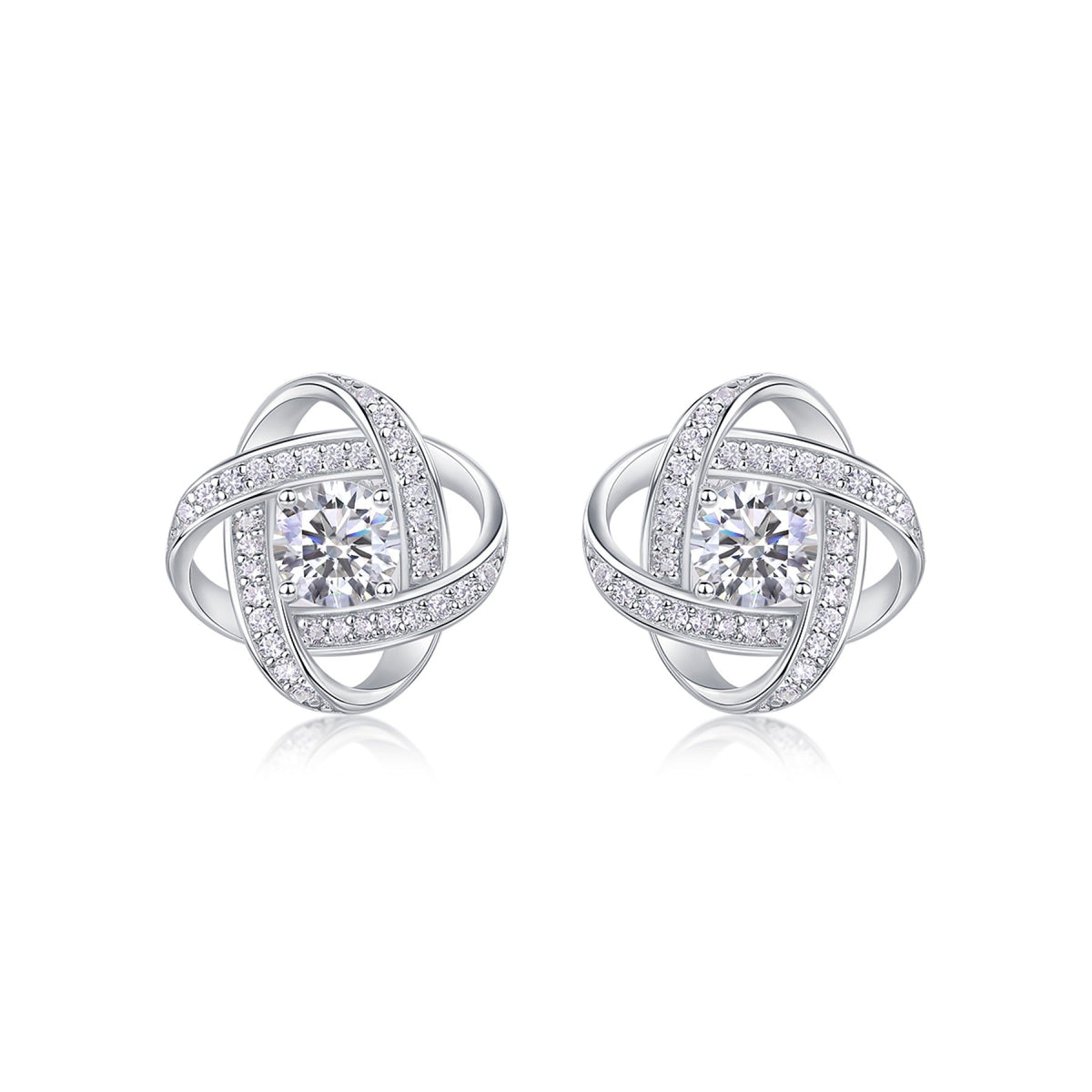 Amity Moissanite Love Knot Stud Earrings in Sterling Silver