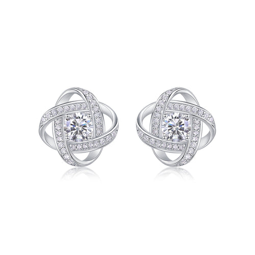 Amity Moissanite Love Knot Stud Earrings in Sterling Silver