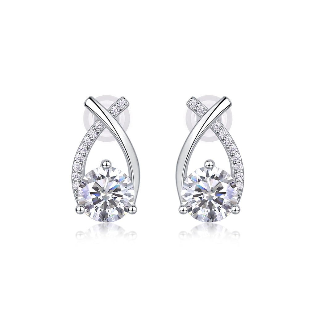 Flourish 1 Carat Moissanite Drop Earrings in Sterling Silver