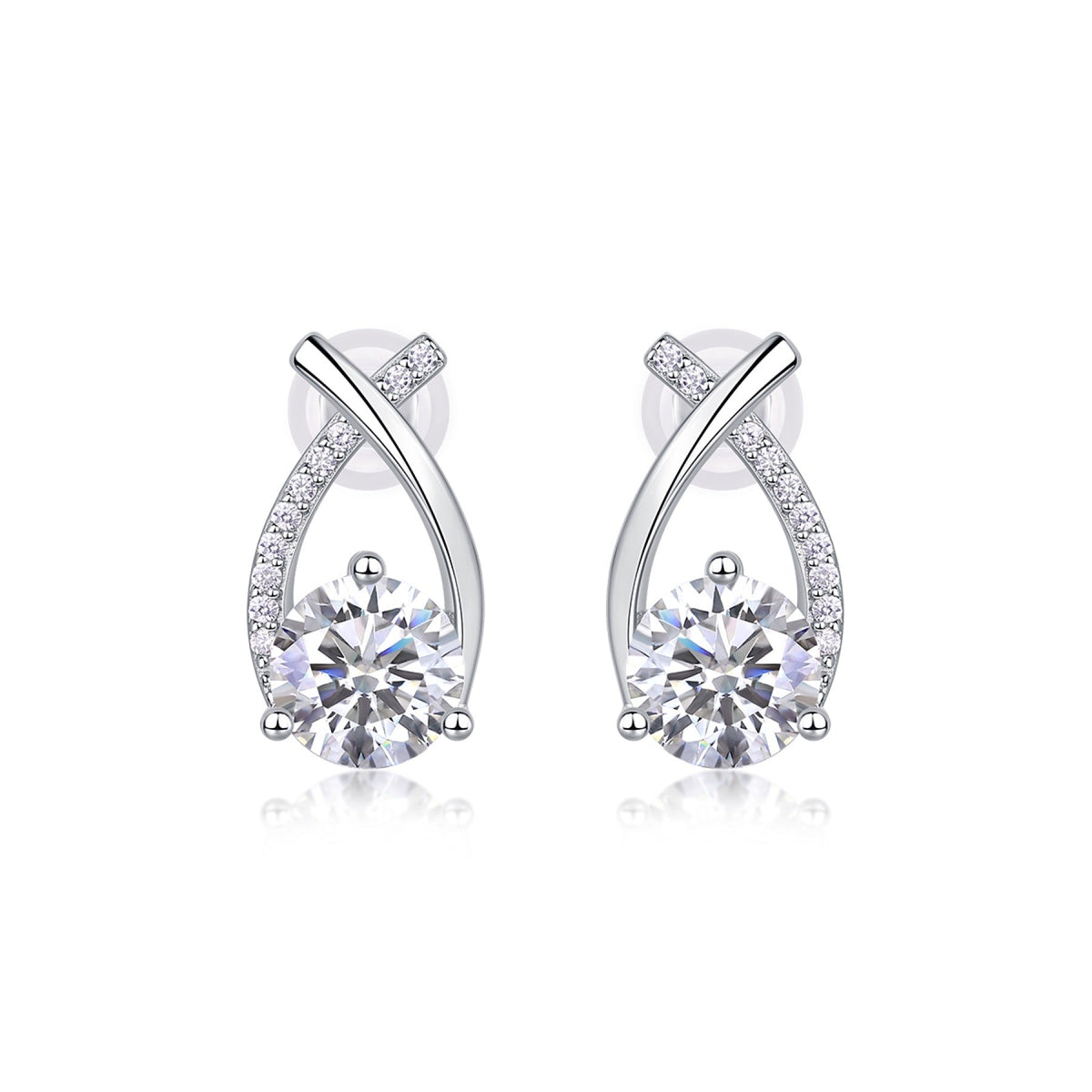 Flourish 1 Carat Moissanite Drop Earrings in Sterling Silver