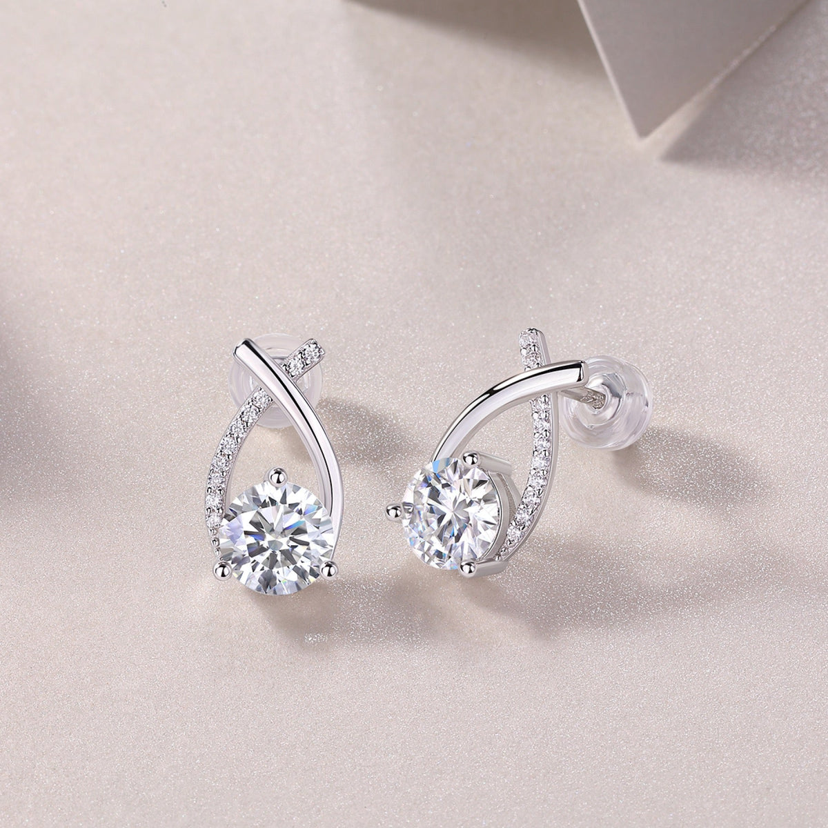 Flourish 1 Carat Moissanite Drop Earrings in Sterling Silver