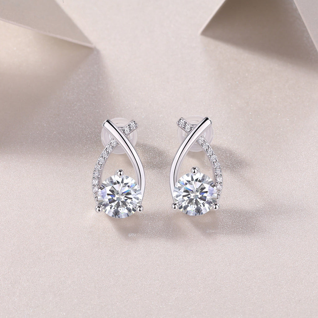 Flourish 1 Carat Moissanite Drop Earrings in Sterling Silver