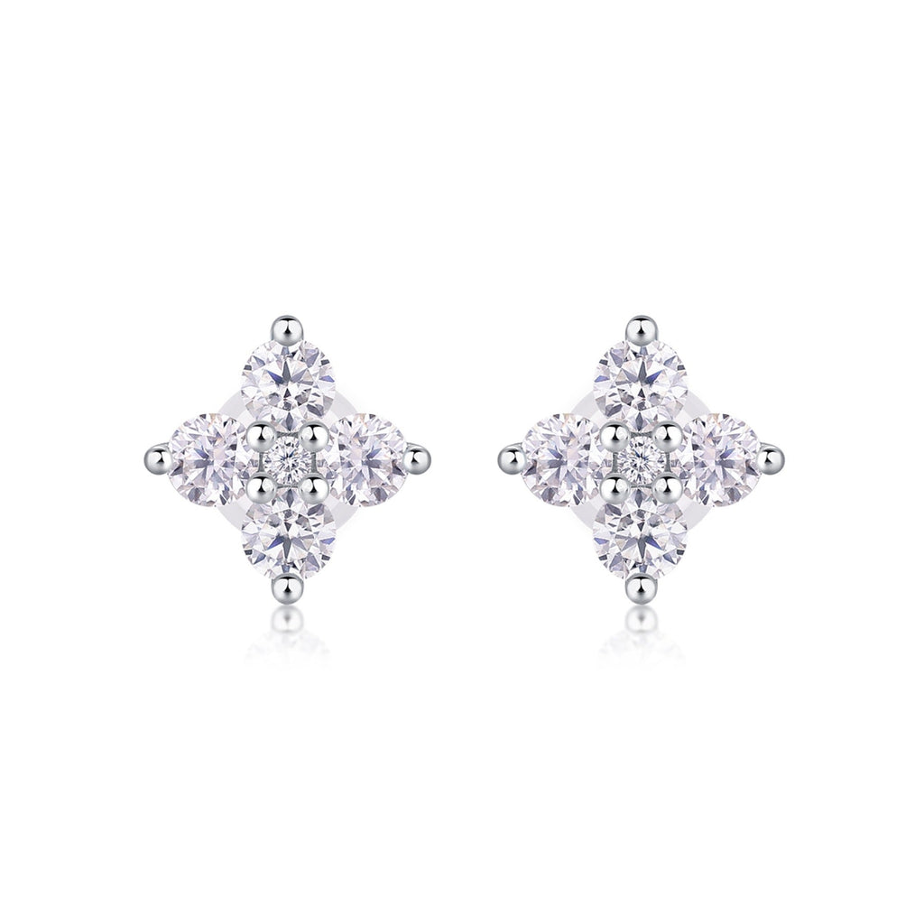 Frostine Moissanite Cluster Stud Earrings in Sterling Silver