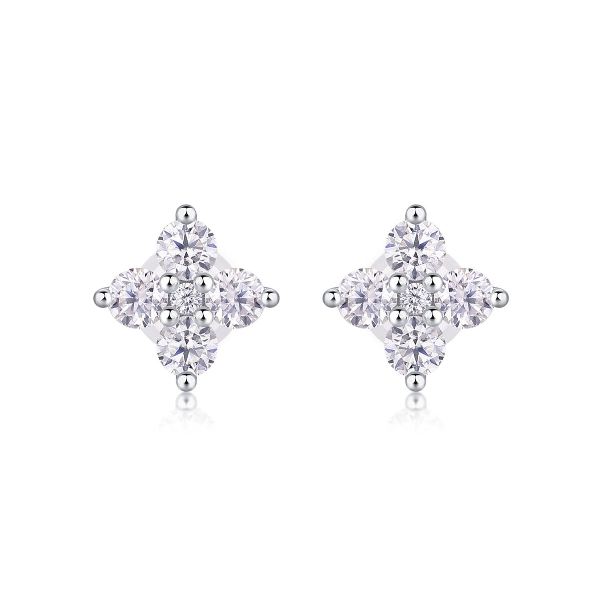 Frostine Moissanite Cluster Stud Earrings in Sterling Silver