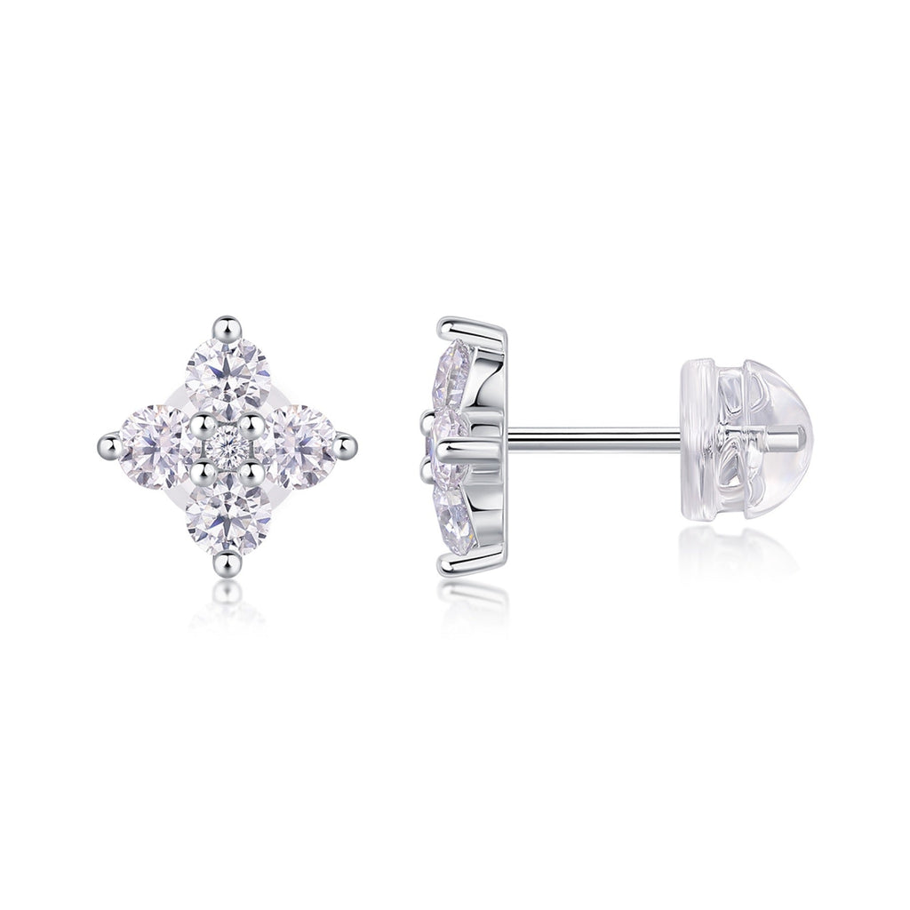 Frostine Moissanite Cluster Stud Earrings in Sterling Silver