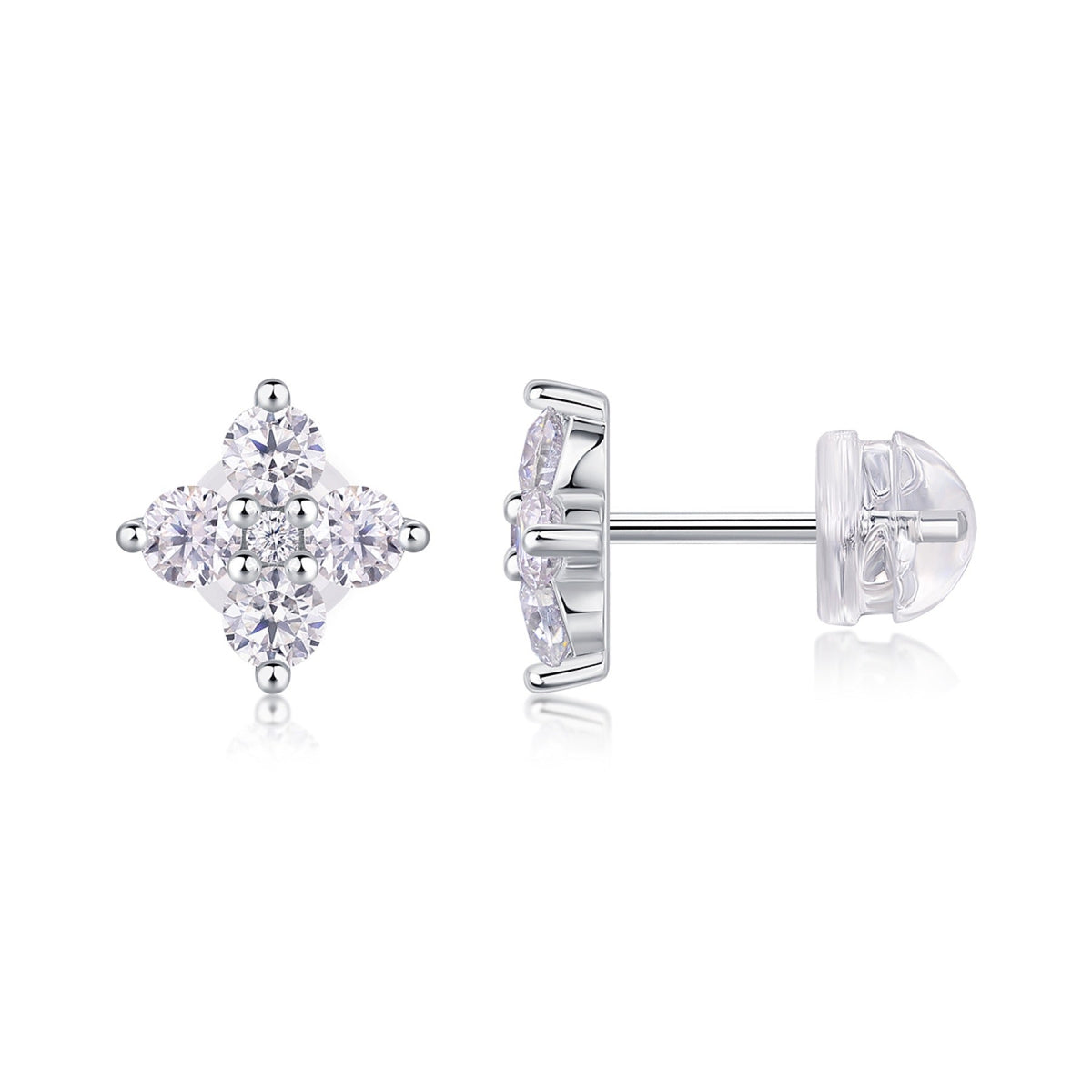Frostine Moissanite Cluster Stud Earrings in Sterling Silver
