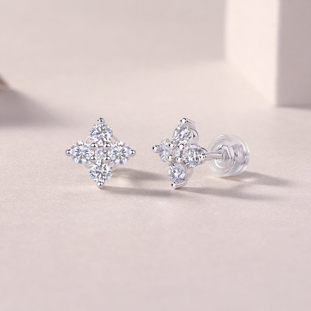 Frostine Moissanite Cluster Stud Earrings in Sterling Silver