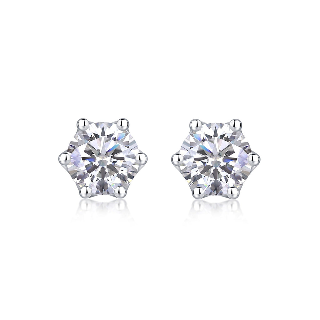 Eclat Moissanite Stud Earrings in Sterling Silver