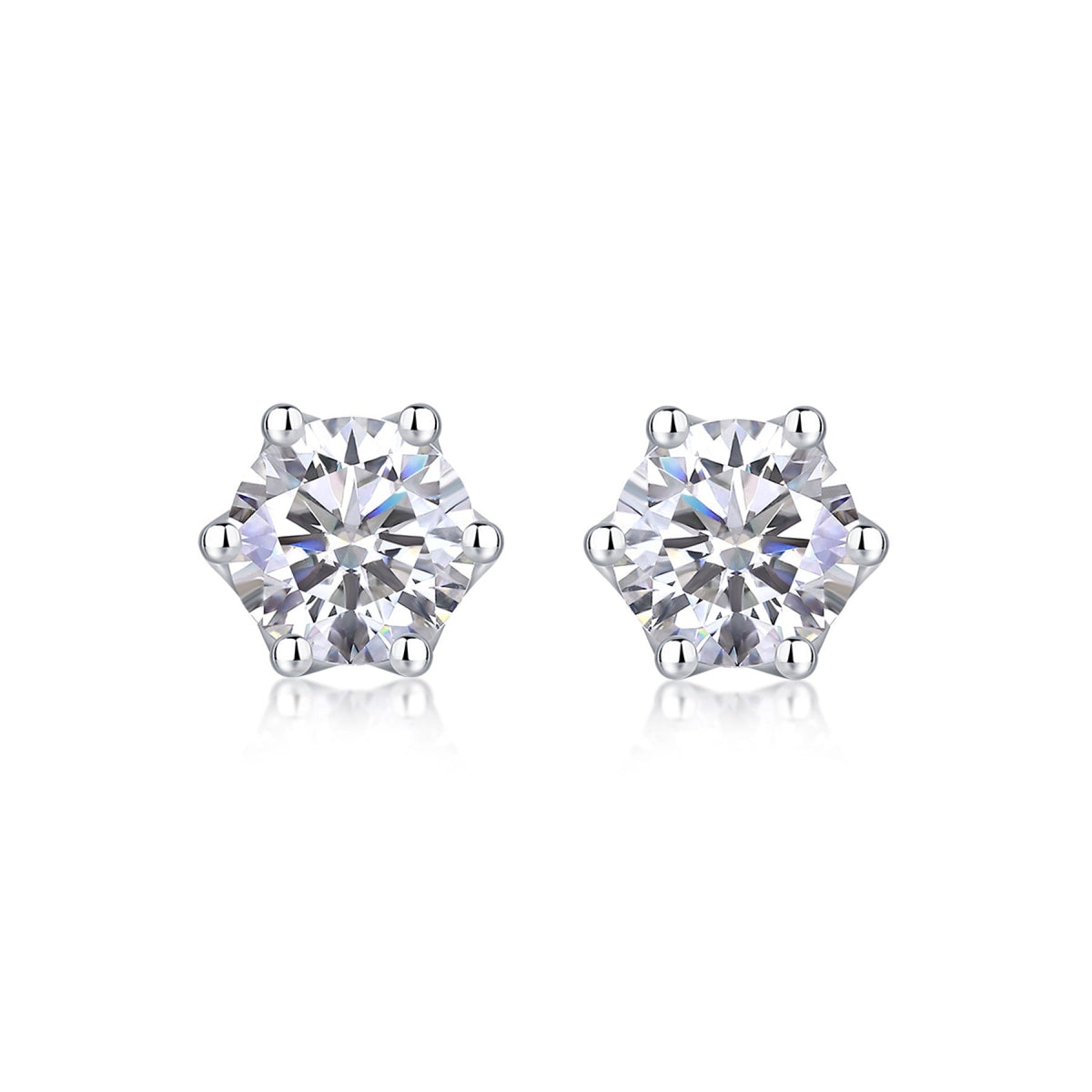 Eclat Moissanite Stud Earrings in Sterling Silver