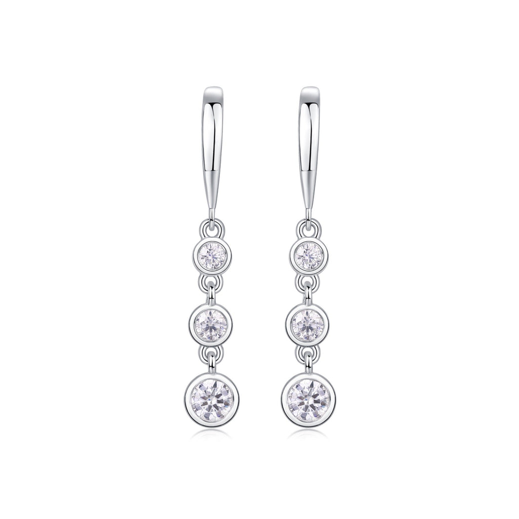 Trickle Moissanite Drop Earrings in Sterling Silver