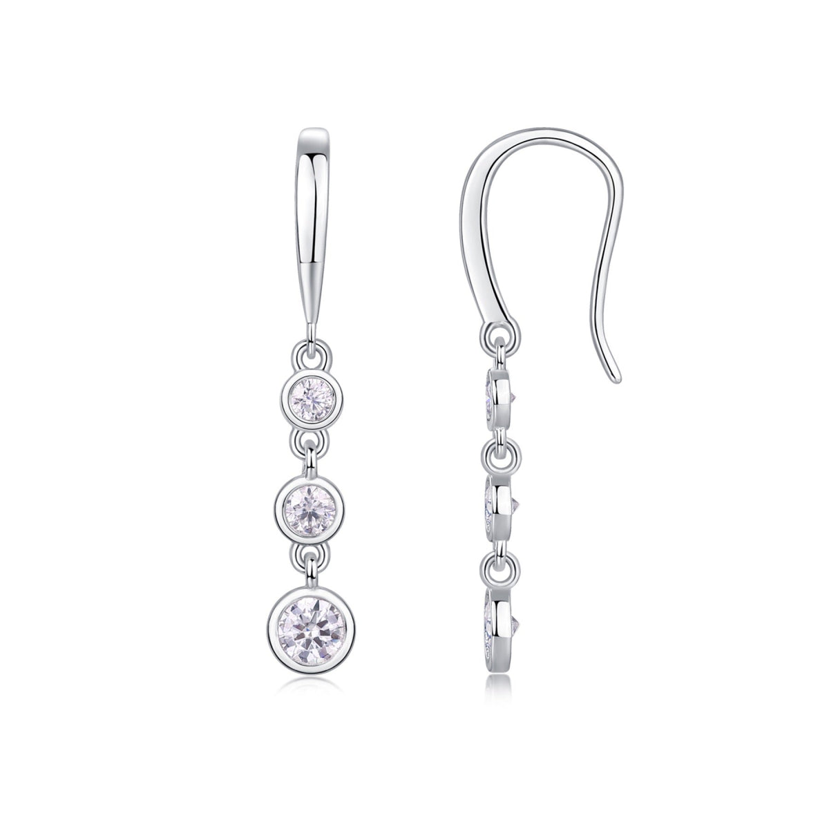 Trickle Moissanite Drop Earrings in Sterling Silver