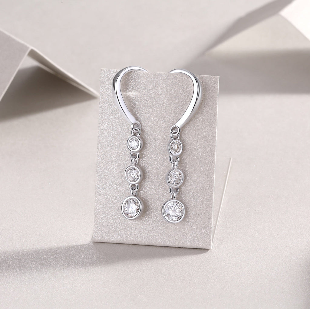 Trickle Moissanite Drop Earrings in Sterling Silver