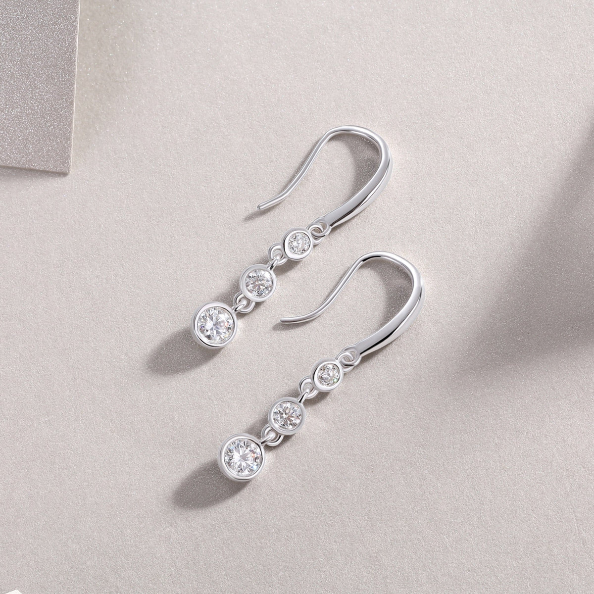 Trickle Moissanite Drop Earrings in Sterling Silver