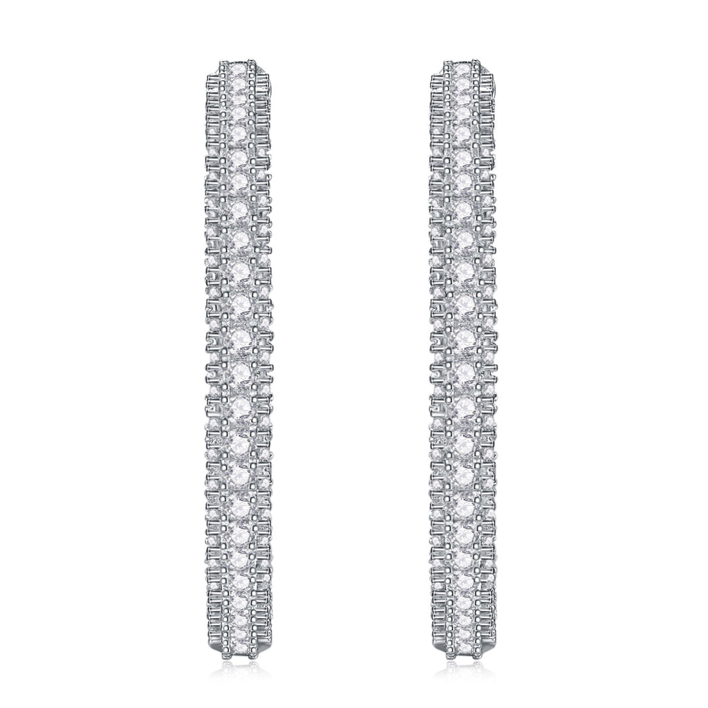 Fine Moissanite Hoop Earrings in Sterling Silver