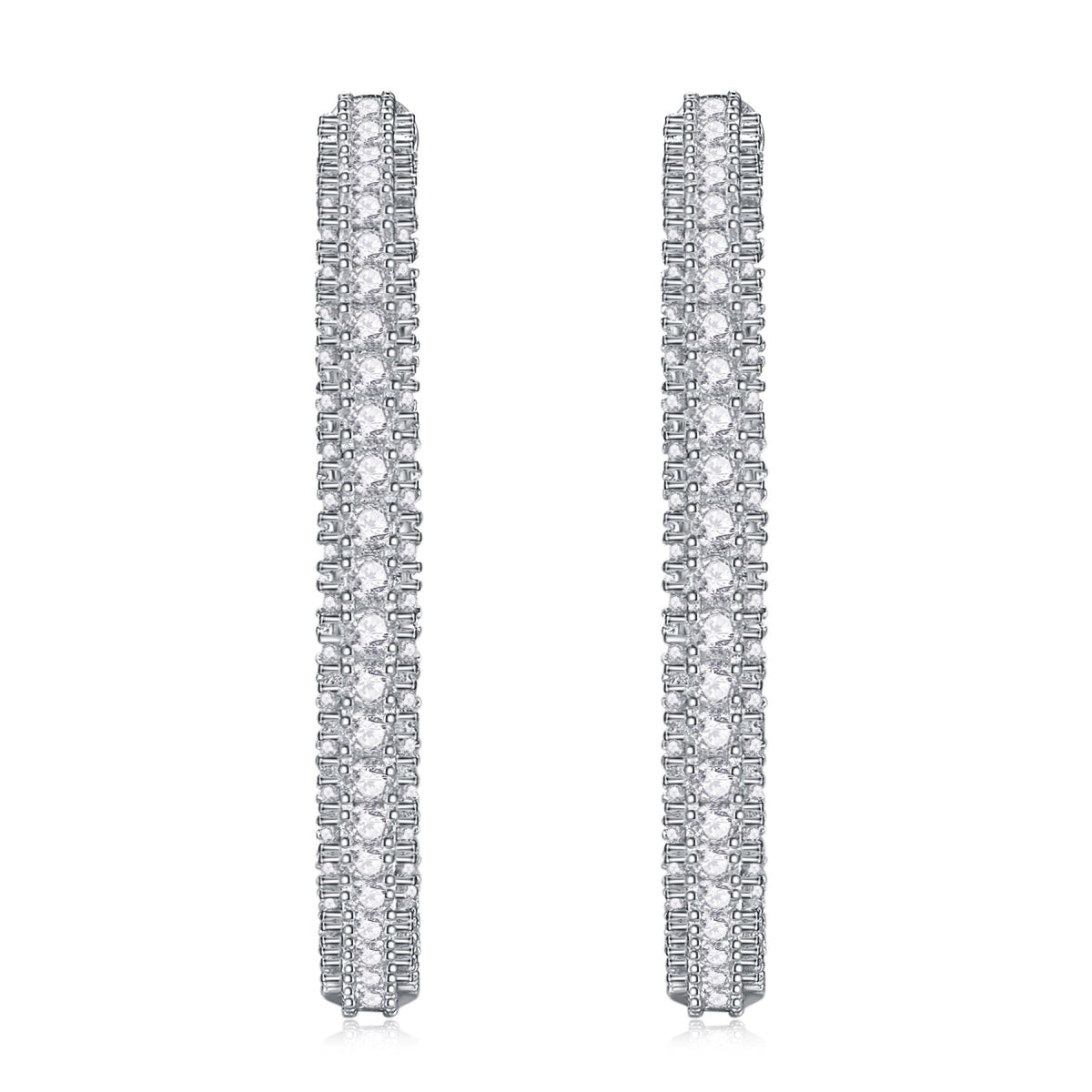 Fine Moissanite Hoop Earrings in Sterling Silver