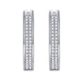Double Moissanite Huggie Hoop Earrings in Sterling Silver