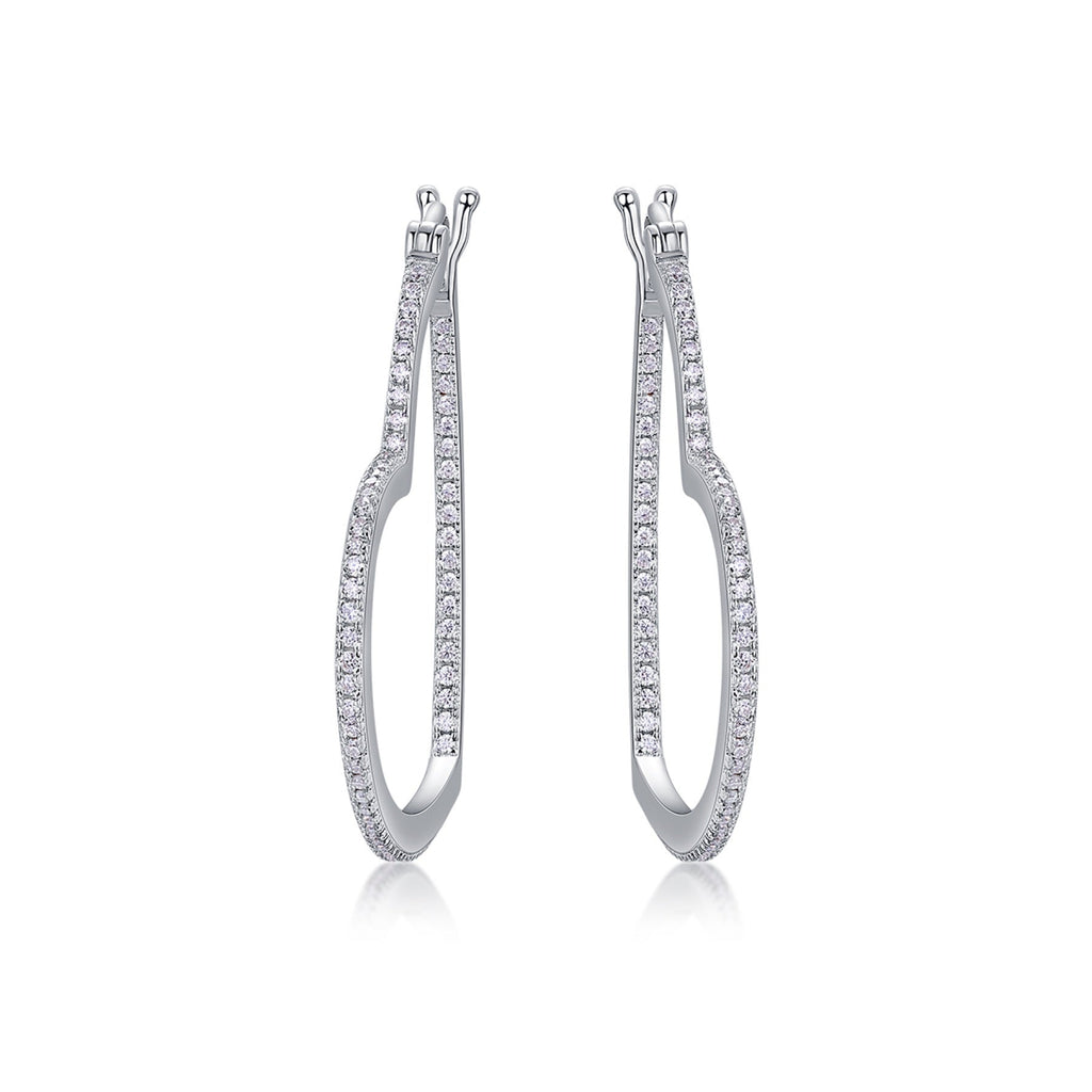Fondant Moissanite Heart Hoop Earrings in Sterling Silver