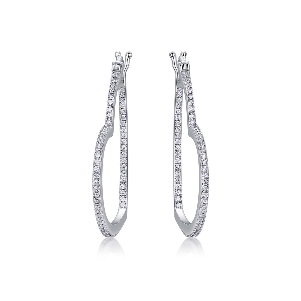 Fondant Moissanite Heart Hoop Earrings in Sterling Silver