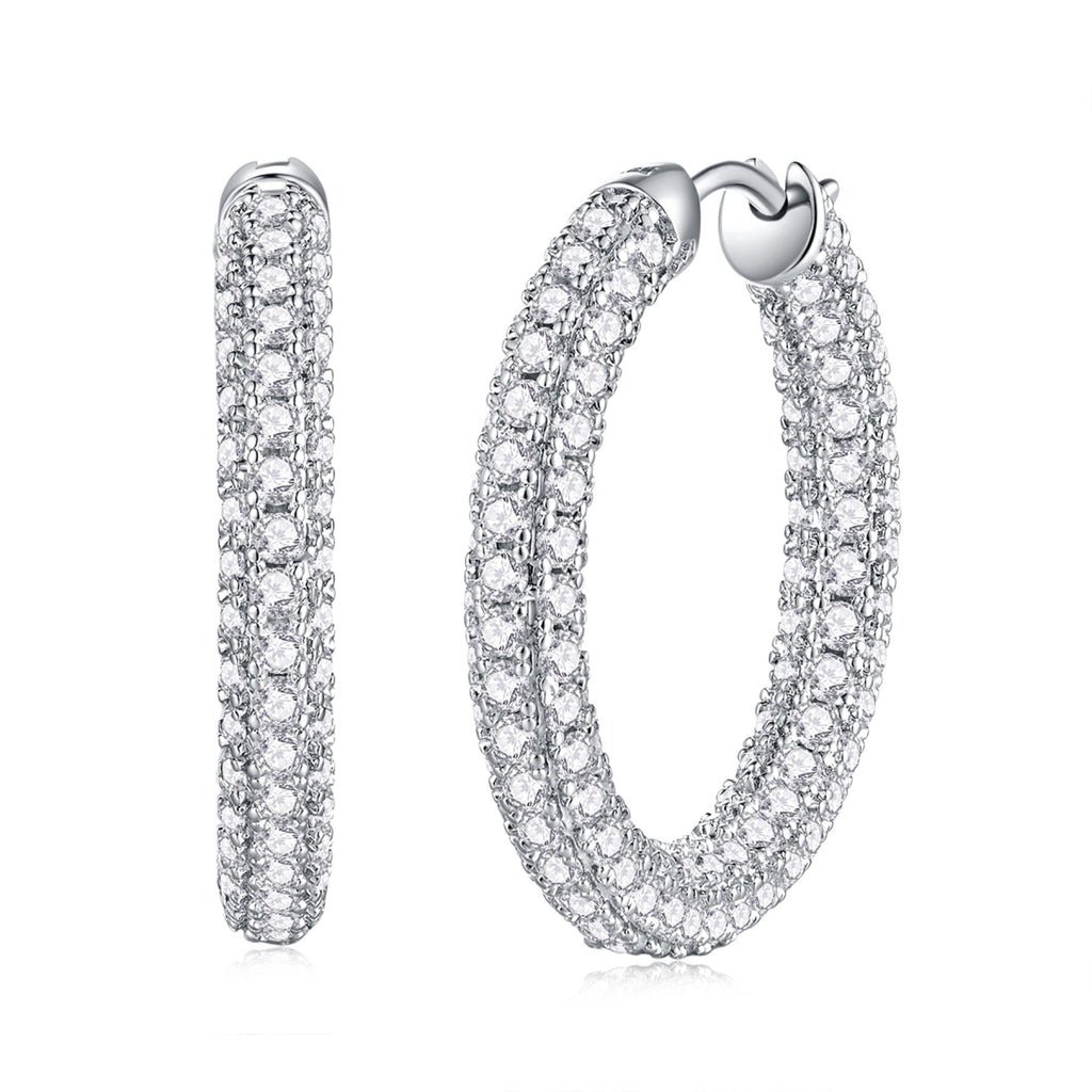 Eternel Moissanite Hoop Earrings in Sterling Silver
