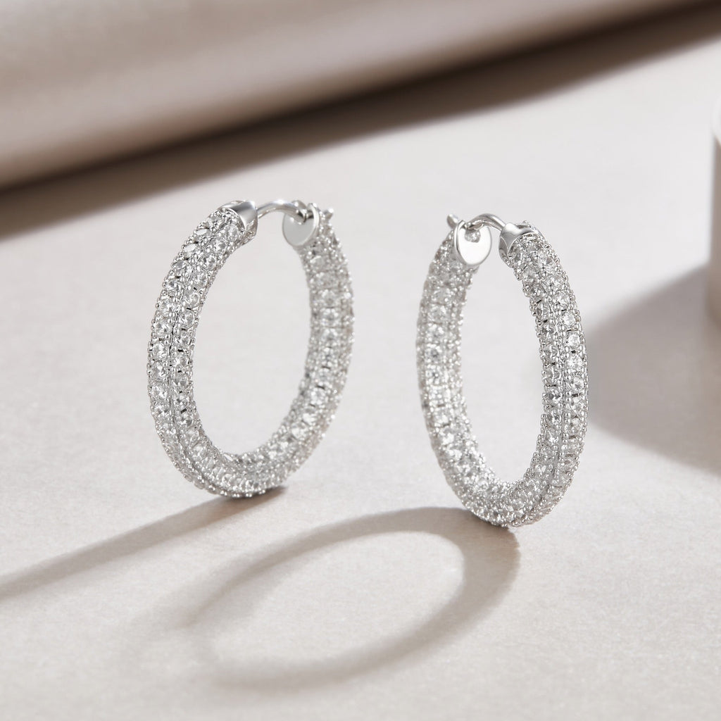 Eternel Moissanite Hoop Earrings in Sterling Silver