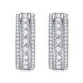 Treble Moissanite Huggie Hoop Earrings in Sterling Silver