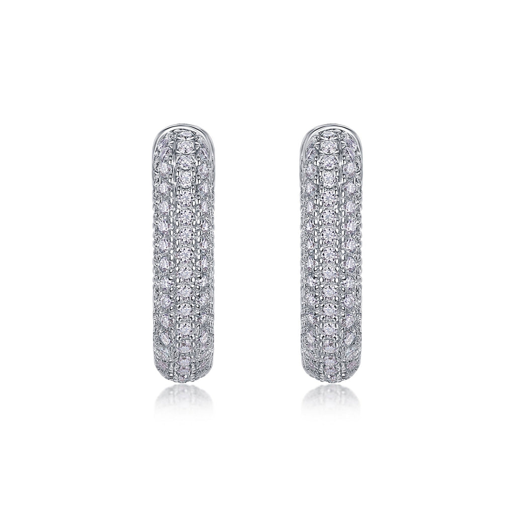 Squared Moissanite Square Huggie Hoop Earrings in Sterling Silver