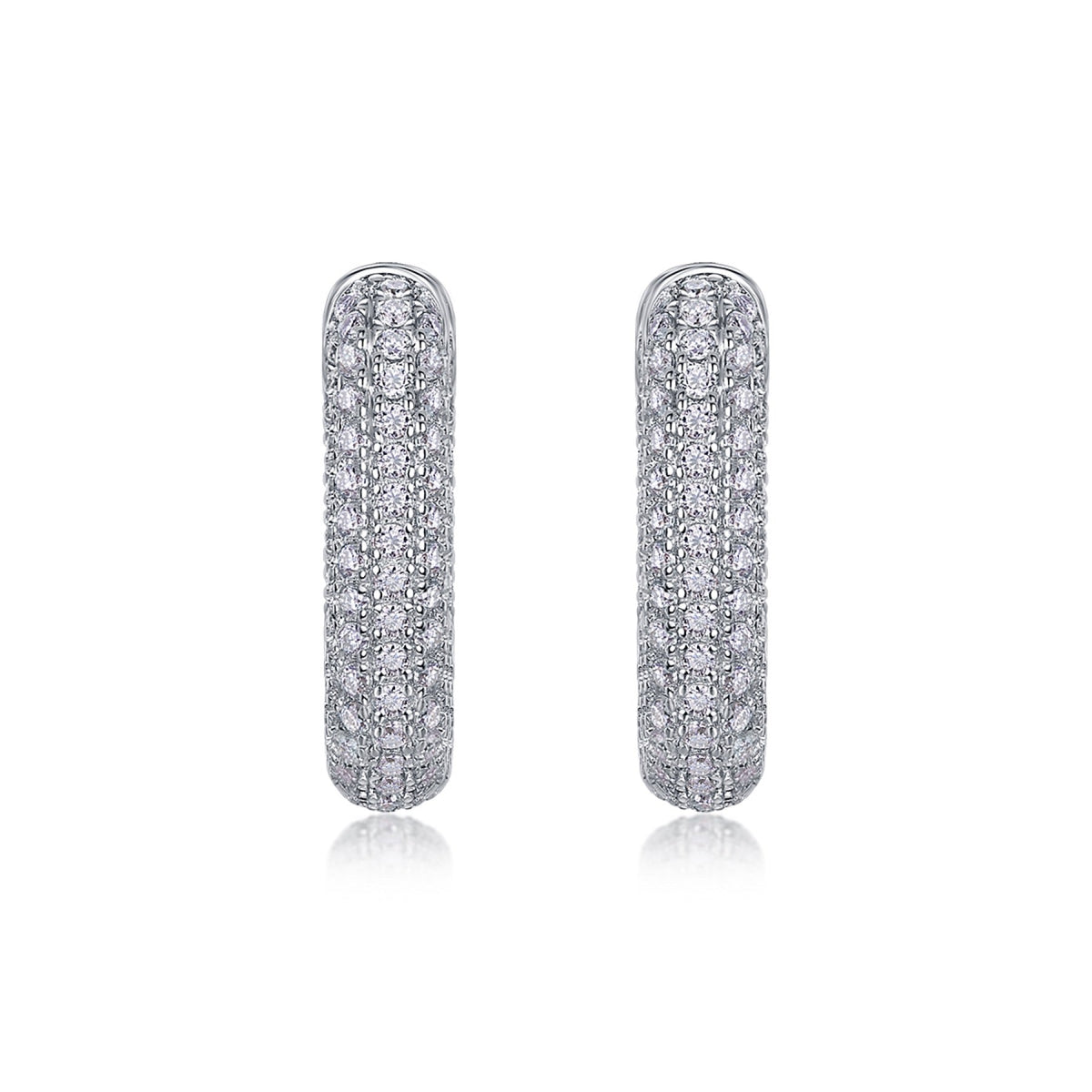 Squared Moissanite Square Huggie Hoop Earrings in Sterling Silver