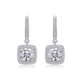 Adorn Moissanite Halo Drop Earrings in Sterling Silver