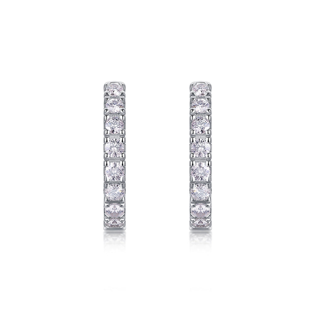Trace Moissanite Huggie Hoop Earrings in Sterling Silver