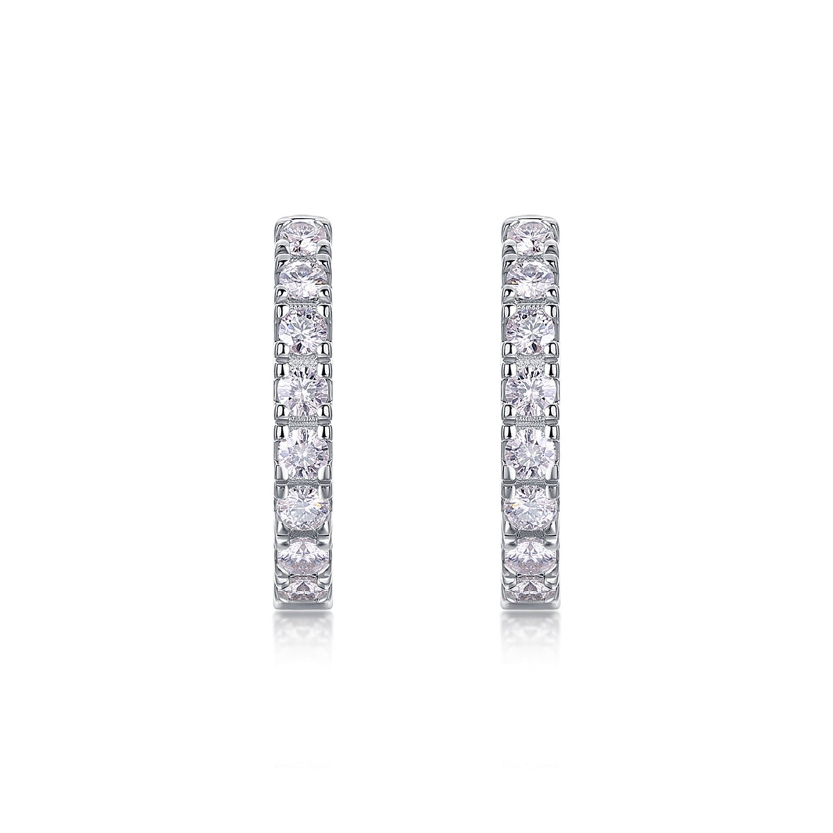 Trace Moissanite Huggie Hoop Earrings in Sterling Silver