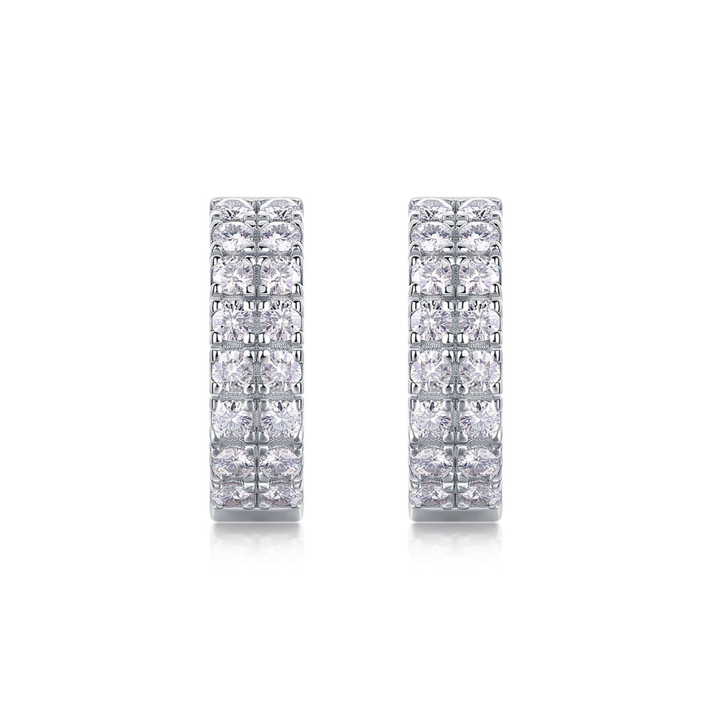 Twinband Moissanite Huggie Hoop Earrings in Sterling Silver